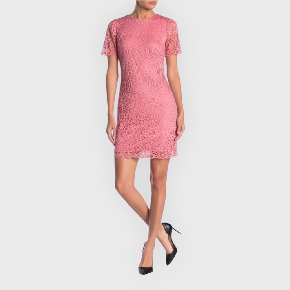 Laundry by Shelli Segal Women’s Size 12 Vintage Rose Lace Short Sleeve Dress